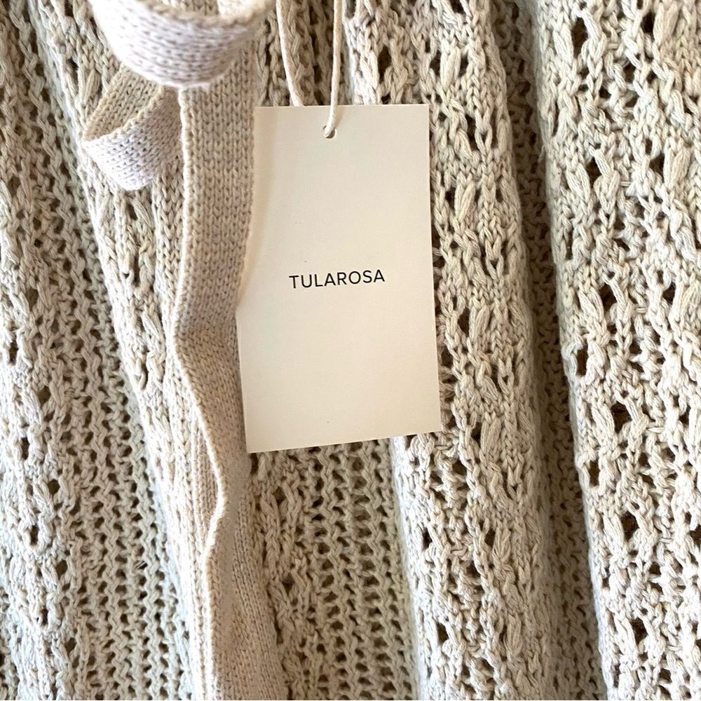 Tularosa Raimonda pants beige crochet knit wide leg bell bottoms flares NWT Sz S - Picture 5 of 13
